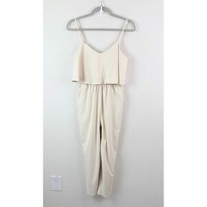 La Ven Cream Overlay Cami Jumpsuit XS Minimalist Casual Lounge Stretch